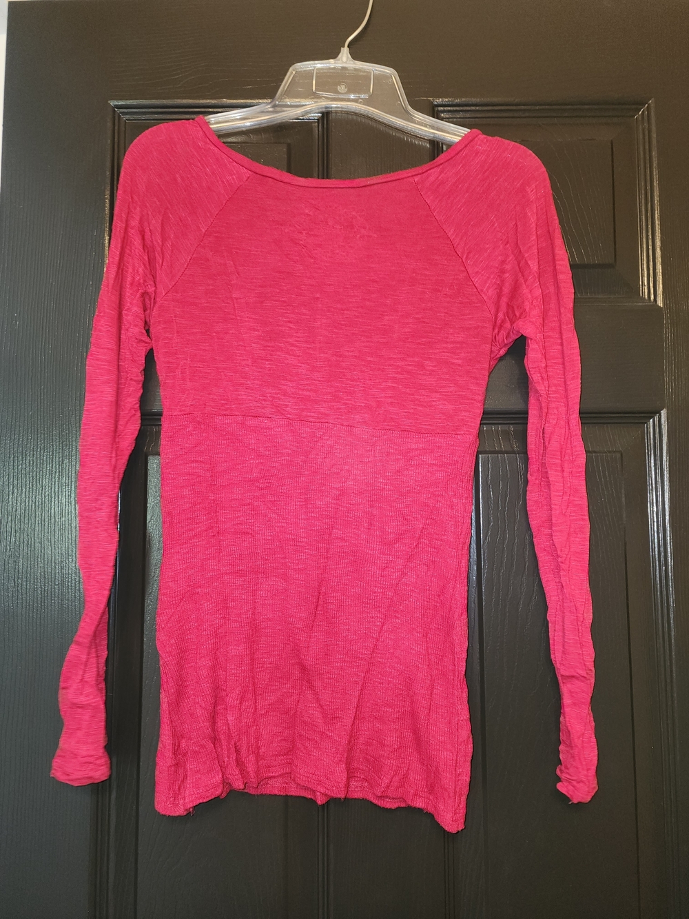 Derek Heart Long-Sleeve Scoopneck Top - Hot Pink
